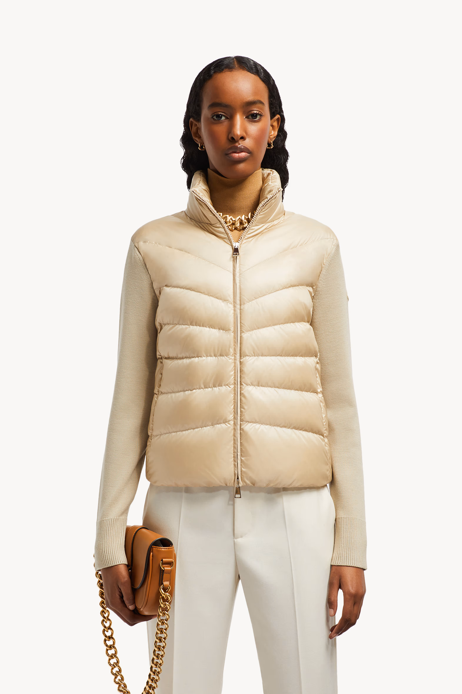 Padded Wool Cardigan Women Beige Moncler 0